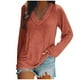 thumbnail image 1 of KIHOUT - Blusas casuales para mujer, liquidación 2024, moda clásica, blusa lisa con cuello en V, blusas básicas holgadas de otoño, blusas tipo túnica de manga larga, 1 of 4