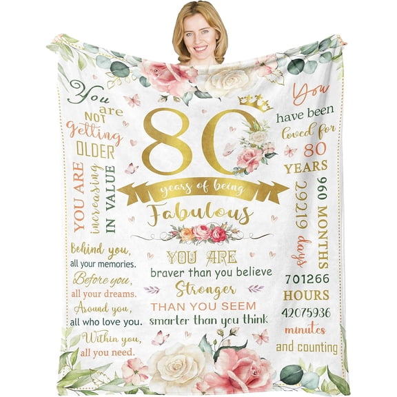 LHSHID 80th Birthday Gifts for Women/Men Blanket 80 Year Old Birthday Gifts for Women 80th Birthday Decorations for Women Best Gifts for 80 Year Old Woman Birthday 80th Birthday Ideas 30"x40"
