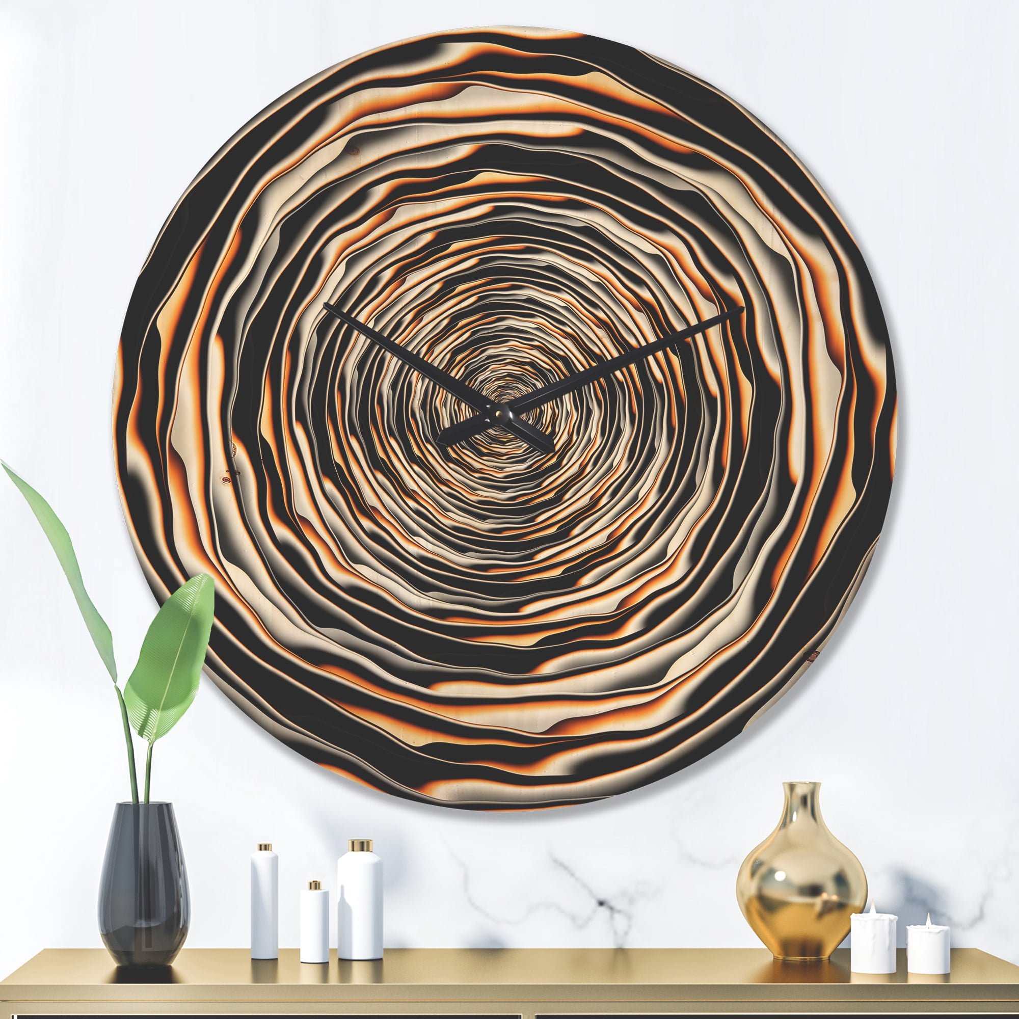 Designart 'Fractal Spiral Rotating' Modern Wood Wall Clock