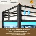 thumbnail image 5 of Twin Over Twin Metal Bunk Bed with Desk, Twin Size Loft Bed with Led Lights and Charging Station, Safety Guard and Stair, Convertible Metal Bunk Bed, Black, 5 of 10