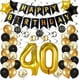 thumbnail image 1 of Decoraciones de 40 cumpleaños para hombres y mujeres, kit de decoración de fiesta en negro y dorado, pancarta de feliz cumpleaños, globos negros y dorados, globos de confeti, remolinos, 1 of 5