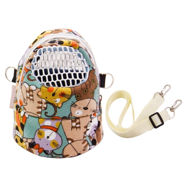 Pet Bag Side Zipper Shoulder Belt Vent Hole Window Small Pet Rabbit Cage Hamster Carrier for Outdoor