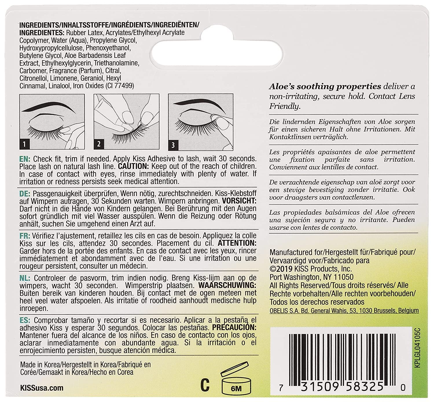 Kiss Strip Lash Adhesive - Black w/aloe