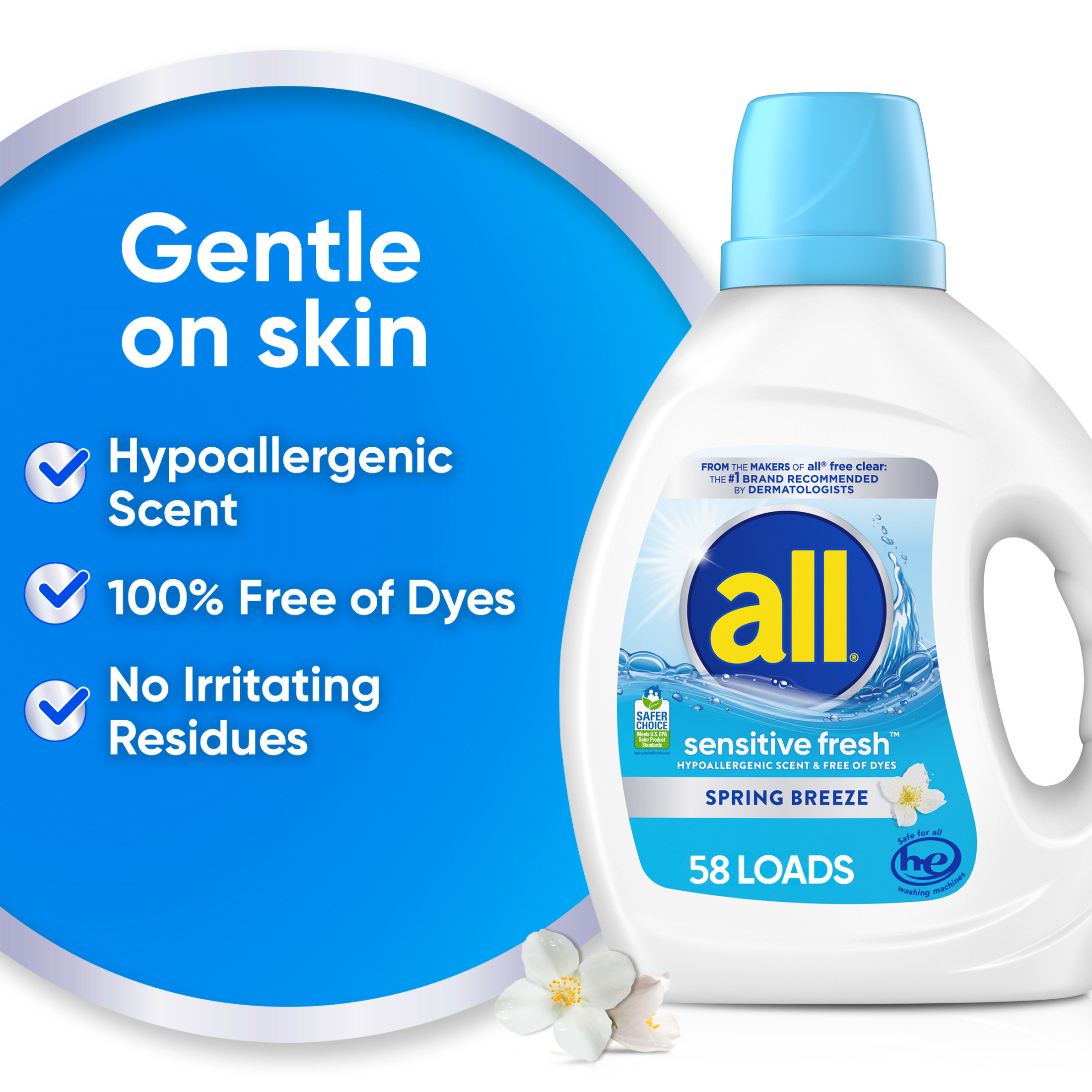 all Sensitive Fresh Liquid Laundry Detergent, 73 oz photo 2