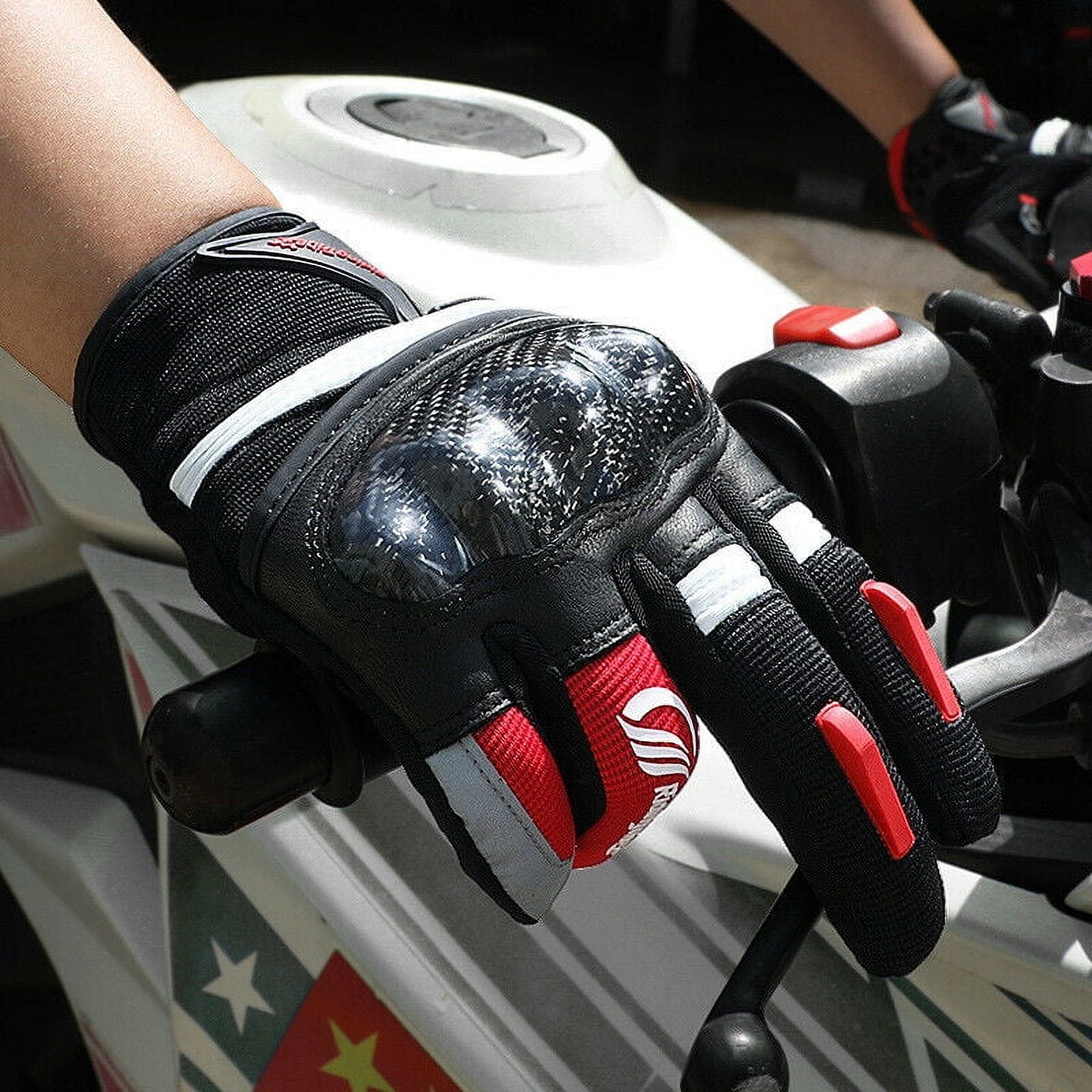 Sheepskin Motorcycle Gloves for Men, Touchscreen Motorcycle Riding Full Finger Gloves for Motocross Motorbike Dirt Bike Bicycle Racing ATV UTV