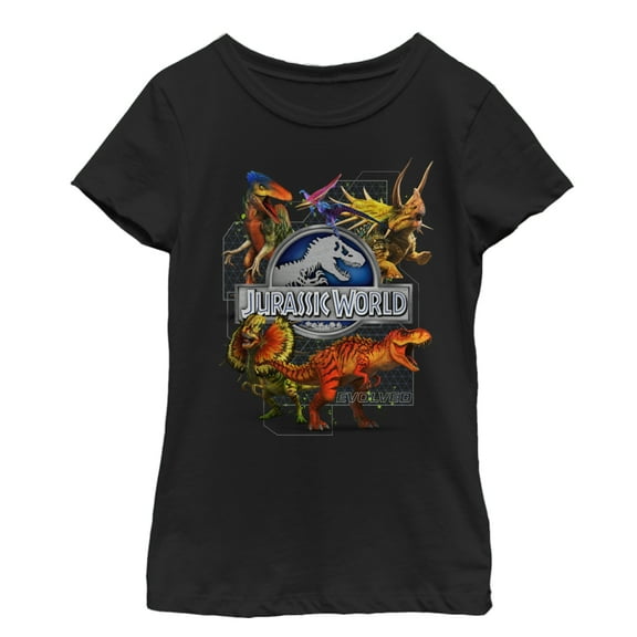 Girl's Jurassic World New World Evolution  Graphic Tee Black Small