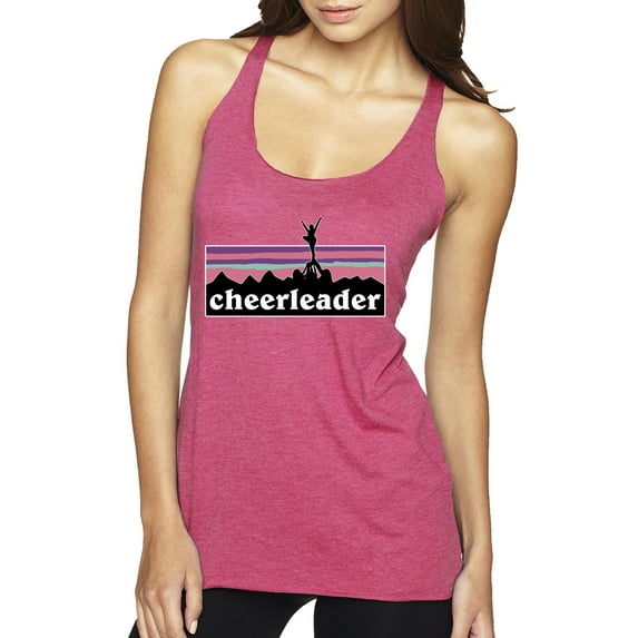 Wild Bobby Cheerleader Silhouette Girl Sports Women Tri-Blend Racerback Tank Top, Vintage Pink, Small