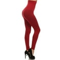 thumbnail image 4 of Women High Waist Compression Leggings Stretchy Tommy Control Leggings - Red, 4 of 7