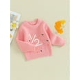thumbnail image 3 of FEORJGP Infant Baby Girls Sweater Long Sleeve Knitwear Pullovers 1/2 Birthday Clothes Number Embroidery Crew Neck Jumpers Knit Chunky Cable Tops Newborn Loose Casual Sweatshirt for Birthday Party, 3 of 9