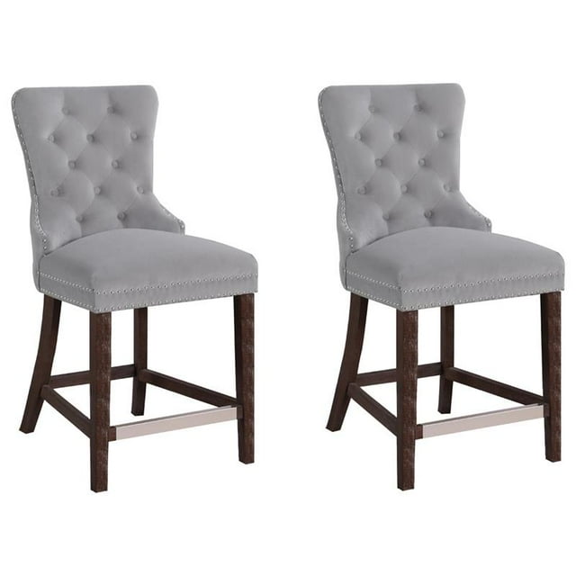 Best Master Tabouret de Bar Rembourré en Velours Julia Gris Clair (Lot de 2)