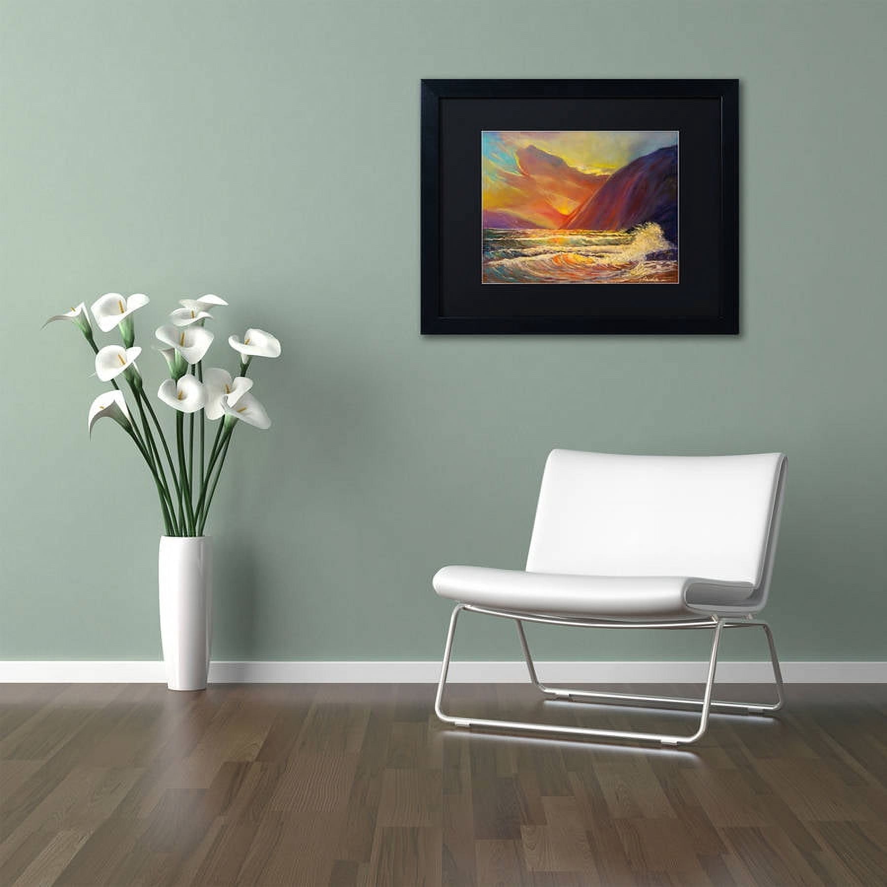 Trademark Fine Art "Hawaiian Coastal Sunset" Canvas Art by Manor Shadian, Black Matte, Black Frame