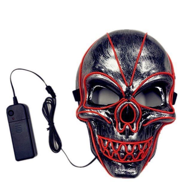 Máscara de Halloween Horror de PVC brillante con LED para cosplay de carnaval