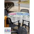 thumbnail image 5 of Outdoor Tablecloth with Umbrella Hole for Patio/Picnic/Party/Camping, Blue Pink Hydrangea Waterproof Table Cloth Square Cover Washable, Eucalyptus Leaves Wooden Summer Botanical (60"x 60"), 5 of 8