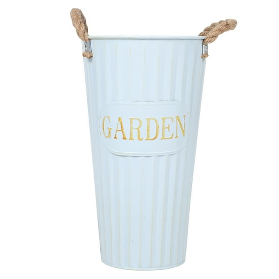 NICEXMAS American Style Tall Galvanized Metal Vase Flower Bucket for Home Decor and Indoor Outdoor Use