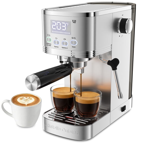 URintells Cuising Espresso Machine with Milk Frother, 20 Bar Stainless Steel Coffee Maker for Cappuccino, Latte, Americano, 1350 W