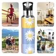 thumbnail image 7 of Yayeee 20oz Insulated Water Bottle Double Wall Stainless Steel with Flip Straw Lid, Light Blue Daisy, 7 of 7