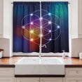 thumbnail image 2 of Ambesonne Digital Kitchen Curtains, Circles Grid Esoteric, 55"x39", Indigo, 2 of 3