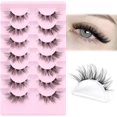 thumbnail image 1 of HSHDLDF False Eyelashes Wispy Lashes Natural Look Fluffy Lashes Mink Cat Eye Lashes Clear Band Natural Strip Lashes Clusters Asian Fake Eyelashes Pack by 7 Pairs, 1 of 7