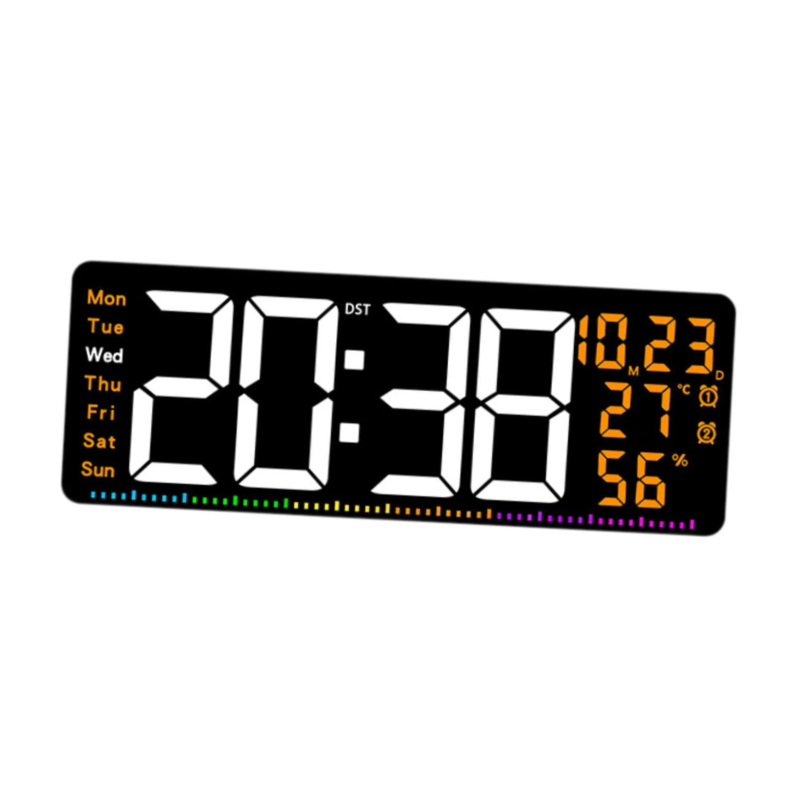 TISHITA Digital Wall Clock with Temperature Display Ideal Gift Sturdy Practical Calendar Clock LED Alarm Clock for Office Bedroom Orange