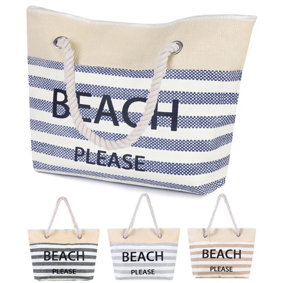 Yorcoten Beach Bags for Women , Large Waterproof Sandproof Canvas Beach Tote Bag Packable with Zipper Inner Pockets for Girls Travel Vacation Gifts Summer Pool Essentials Shoulder Crossbody Handbag