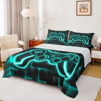 Castle Fairy Kids Children Hexagon Gamer Full Size Sheets,Video Game Bed Sheets