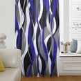 thumbnail image 6 of Blue Stripe Sheer Curtains 72 Inches Long, Ombre Grey Moire Geometric Modern Abstract Light Filering Curtains, Breathable Simi Curtain Privacy Drapes for Living Room Bedroom Window Treatment, 6 of 9