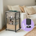 thumbnail image 5 of LEDREM Multifunctional 3 Tiers Nightstand, Slim Sofa Side Table with Built-in Power Hub, 6.5ft Extension Cord, Sturdy Metal Frame Compact Storage Furnishing for Small Narrow Space, 5 of 6
