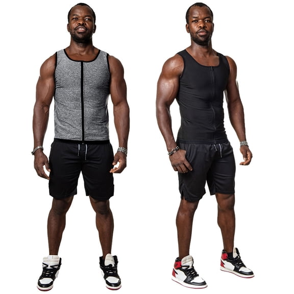 Men's Body Shaper Slimming Tummy Vest Thermal Compression Shirts Sleeveless Corset with Zipper for Weight Loss Hot Sweat Workout Tank Top