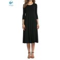 thumbnail image 4 of Deago Women's Casual Dresses 3/4 Sleeve Round Neck A-line and Flare Midi Long Dress For Spring Summer Fall (Black, 2XL), 4 of 8
