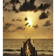 thumbnail image 3 of Landscape Duvet Cover Set, Old Wooden Deck Pond over the Sea Horizon Sunset Time of the Day Peaceful Scene, Decorative 2 Piece Bedding Set with 1 Pillow Shams, Twin Size, Yellow Grey, by Ambesonne, 3 of 3