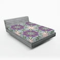thumbnail image 2 of Ambesonne Flowers Fitted Sheet, Fractal Look Floral Print, Queen Size, Violet Green Blue, 2 of 5