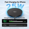thumbnail image 6 of 25W Magnetic Wireless Charging Pad with 30W Wall Adapter, Qi2.2 Certified Fast Charger with 4FT Braided Cable, Compatible with iPhone 17/16/15/14, Samsung Galaxy S26/S25 Ultra, Pixel 10,Black, 6 of 7