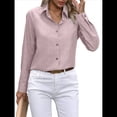 thumbnail image 2 of Camisas con Botones para Mujer, Blusas de Larga, Blusas Casuales Lisas para Oficina y Trabajo Rosa S, 2 of 7