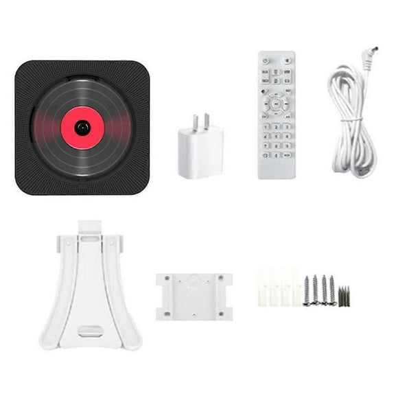Portable CD Player Bluetooth Speaker Stereo LED Screen Wall Mount CD Music Player with Bracket FM R
