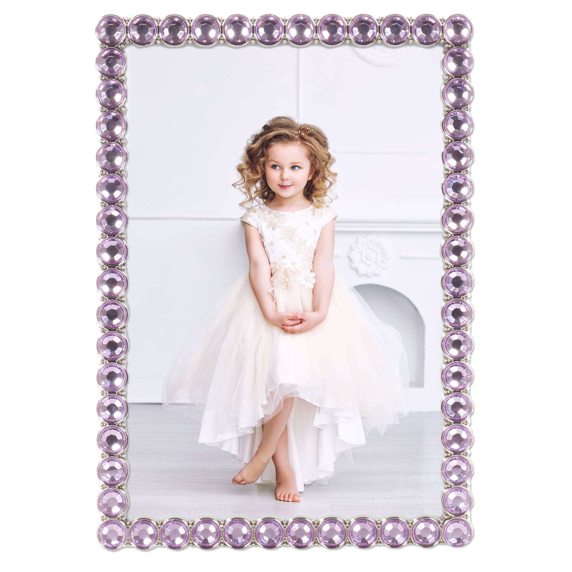 4x6 Silver Metal Sparkle Frame - Bright Lilac