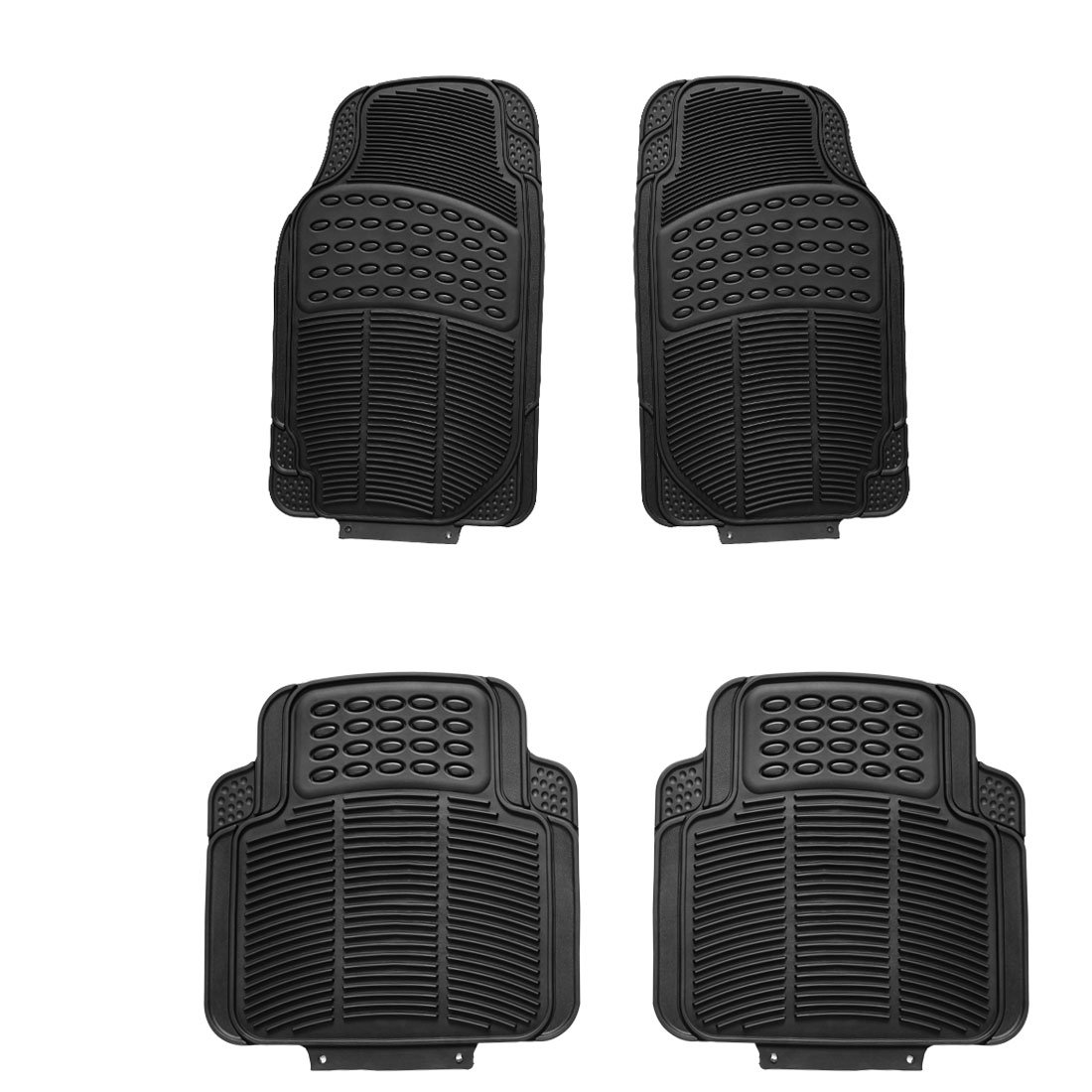 4pc Black Pvc All Seasons Universal Ridge Textured Car Front