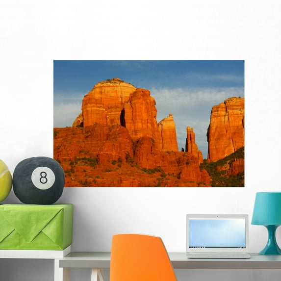 Sedona Cathedral Rock Wall Mural by Wallmonkeys Peel and Stick Graphic (36 in W x 24 in H) WM219528
