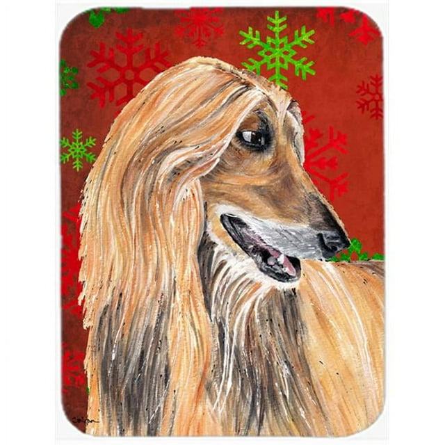 Carolines Treasures SC9501LCB Afghan Hound Flocons de Neige Rouges Vacances Noël Planche à Découper en Verre - Grande