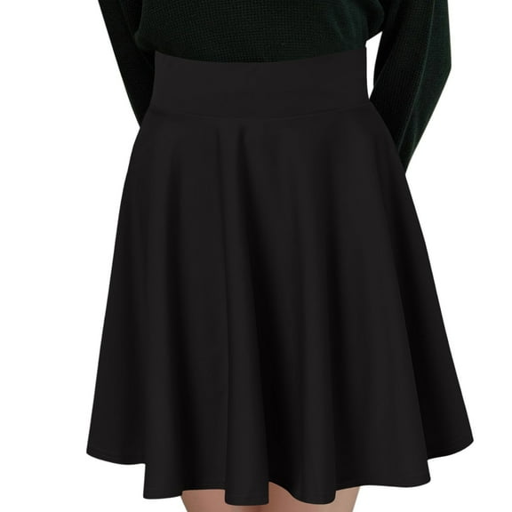 Tiqkatyck Skirts for Women, Women Fashion Casual Short Style Solid Half Skirt Anti Glare Sun Skirt Pleated Skirt Long Skirt Black