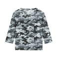 thumbnail image 4 of Girls Camouflage Printed 3/4 Sleeve Tops Teen Crewneck Dressy Casaul Shirts Summer Fall Lounge Outfits Slouchy Relaxed Classic Blouses 3-12 Years, 4 of 6