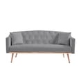 thumbnail image 4 of Topcobe Modern Velvet Convertible Sofa Bed for Living Room Bedroom with 2 Pillows, Button Tufted Folding Couch for Compact Living Space, Lounge Futon Sofa Bed Sleeper for Home Dorm, Grey, 4 of 10
