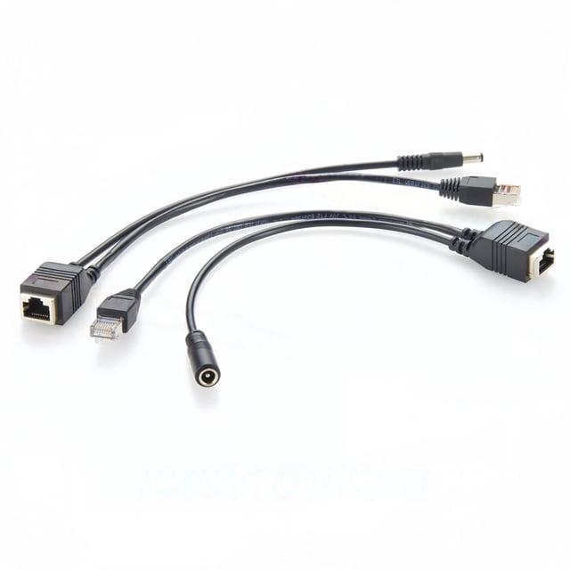 Generic Passive PoE Injector and Splitter Kit with 5.5x2.1mm DC Connector RJ45 Power Over Ethernet Adapter 12V-48V for IP Camera