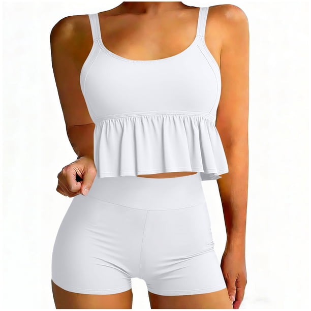 Traje de baño Tankini vintage estampado para mujer Traje de baño conservador Falda de playa estampada para mujer Traje de baño de dos piezas para mujer Trajes de baño tankini para mujer Traje de baño