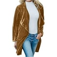 thumbnail image 4 of USSUMA Women's Velvet Cardigan Open Front Vintage Outerwear Long Sleeve Blazers Coat Fashion Wild Trench Coat, 4 of 8