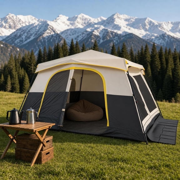 Camping Tent, 10 Person Instant Cabin Tent with Rainfly, 13 Ft X 9 Ft, Portable Family Tent, Beige