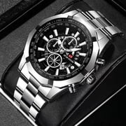 Sports Mens Quartz Watch VA VA VOOM New Black Stainless Steel Waterproof Hollow Out Luminous Military Mannish Wristatches