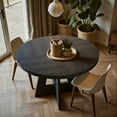 thumbnail image 4 of Fnova 47" Coffee Table, Round Dining Table for 4 People, Modern Farmhouse Wooden Kitchen Table, Living Room, Black (Chairs Not Included), 4 of 13