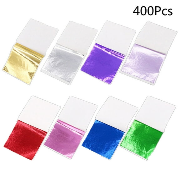 Hytrove 400PCS Craft Foil Sheets for Statues, Paintings, Art Projects, Imitation Metal Foil for Crafting
