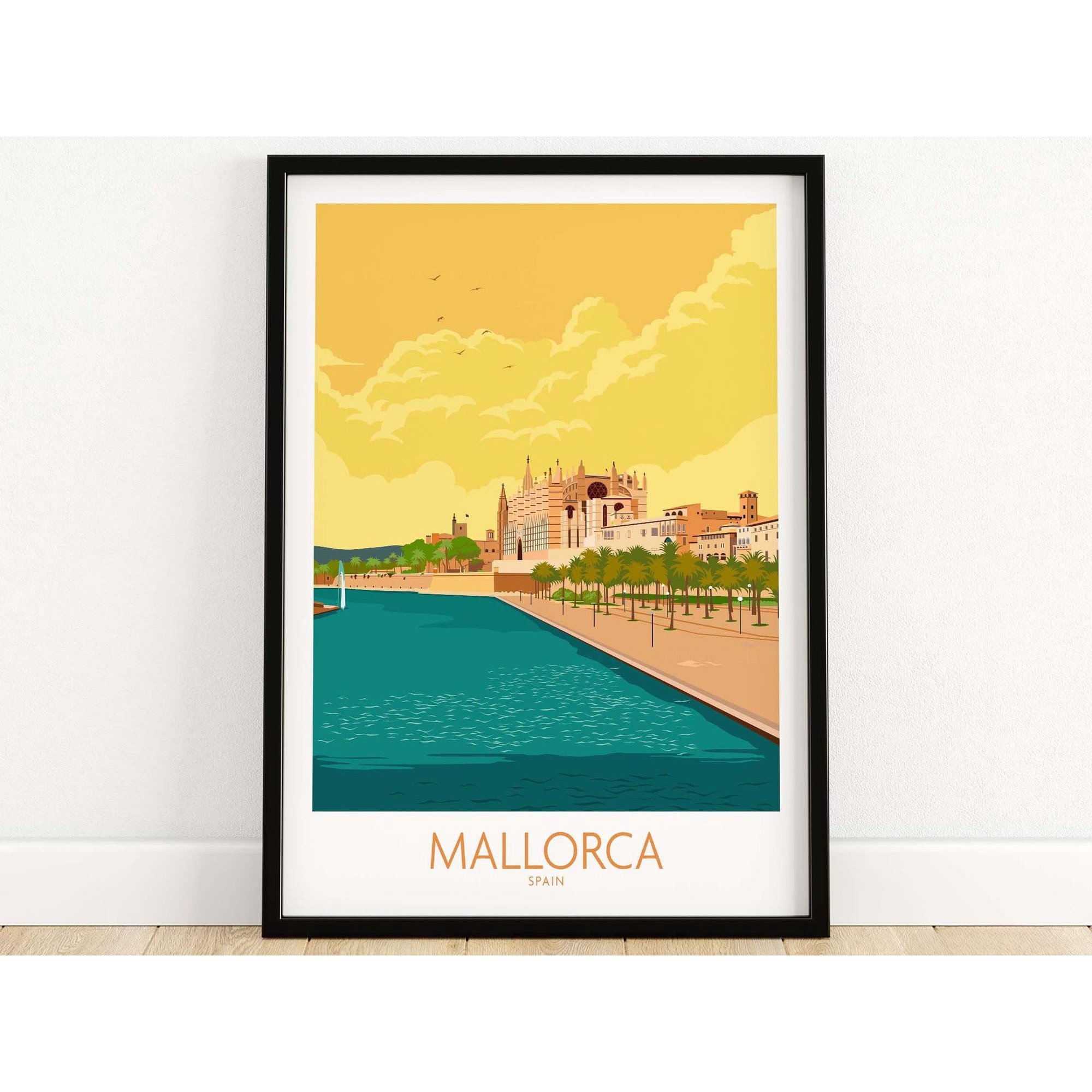 Mallorca Poster Spain Spanish Travel Print Palma de Mallorca Wall Art Majorca Home Decor A