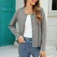 thumbnail image 5 of qucoqpe Women's Lightweight Button Down Cardigan Long Sleeve Casual Crew Neck Soft Knit Cardigan Sweater Tops for Women, 5 of 6